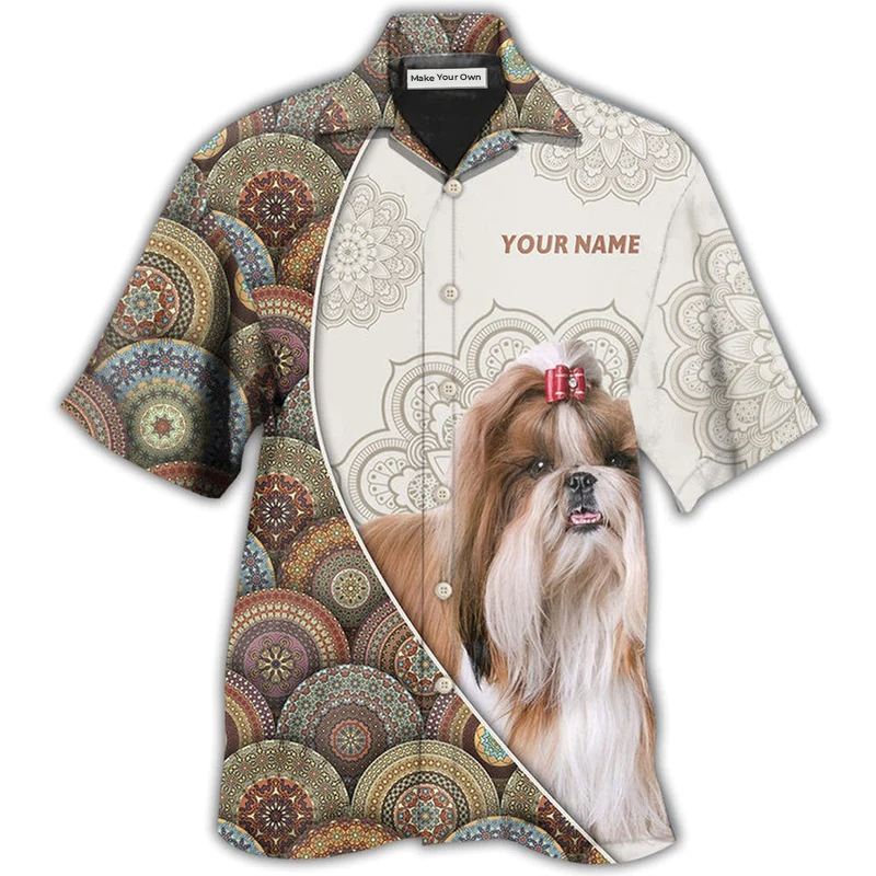 Shih Tzu Mandala Art Pattern Personalized - Hawaiian Shirt