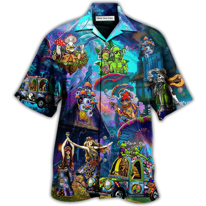 Hippie Alien Skull Peace Life - Hawaiian Shirt
