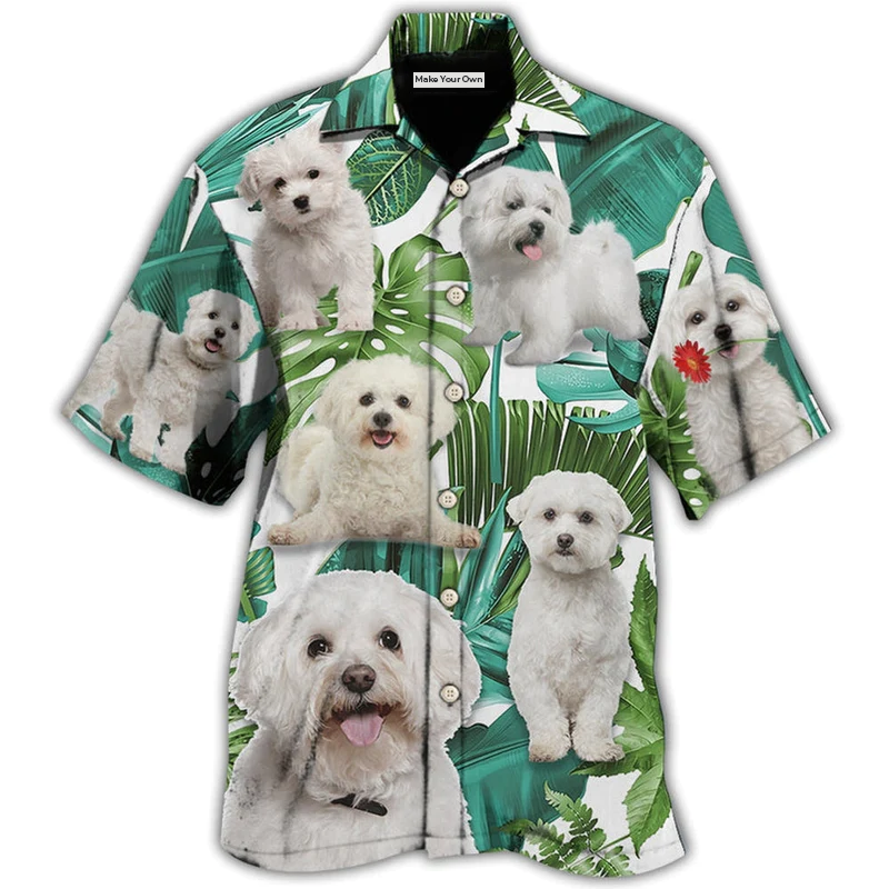 Bichon Frise Dog Tropical Leaf Style - Hawaiian Shirt