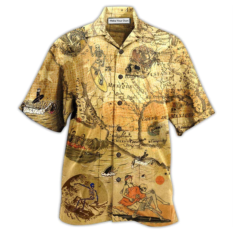 Surfing Skeleton Vintage - Hawaiian Shirt