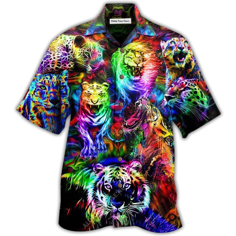 Animals King Of The Jungle Lion Tiger Leopard With Full Colors - Hawaiian Shirt