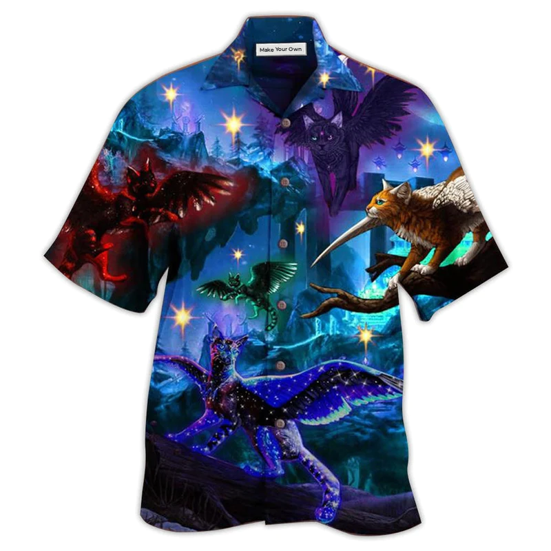 Cat Fly Love Dark - Hawaiian Shirt