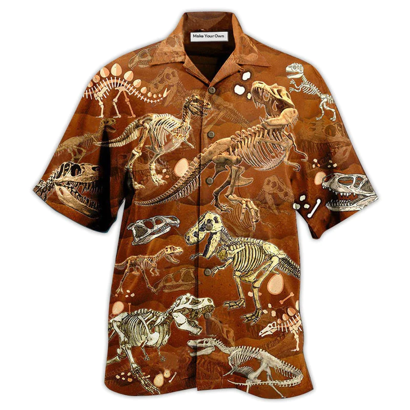 Dinosaur T-Rex Skull Vintage - Hawaiian Shirt
