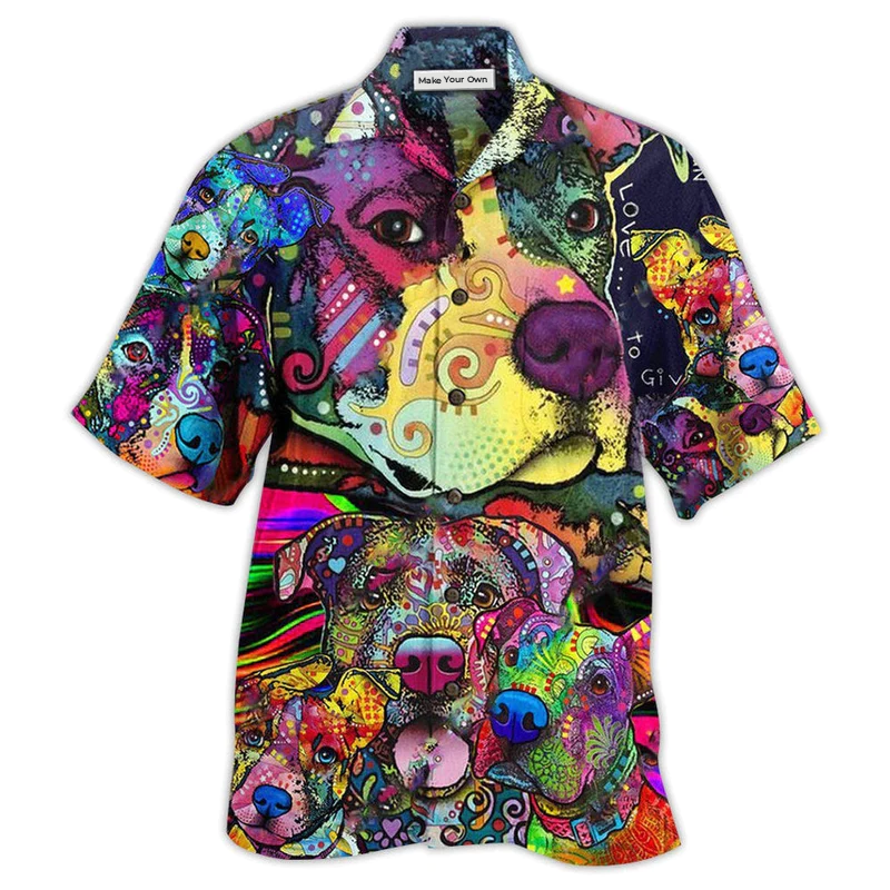 Pitbull Parents Colorful Painting - Hawaiian Shirt