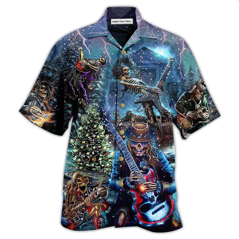 Skull Playing Rock Party Music - Hawaiian Shirt