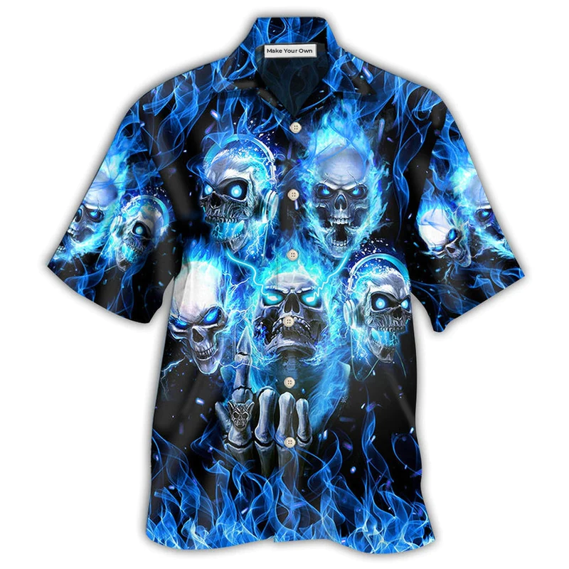 Skull Blue Skull Angry Style - Hawaiian Shirt