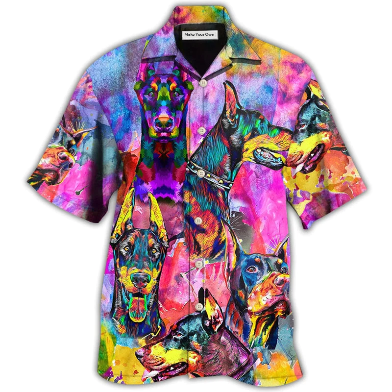 Doberman Colorful Painting So Cool - Hawaiian Shirt