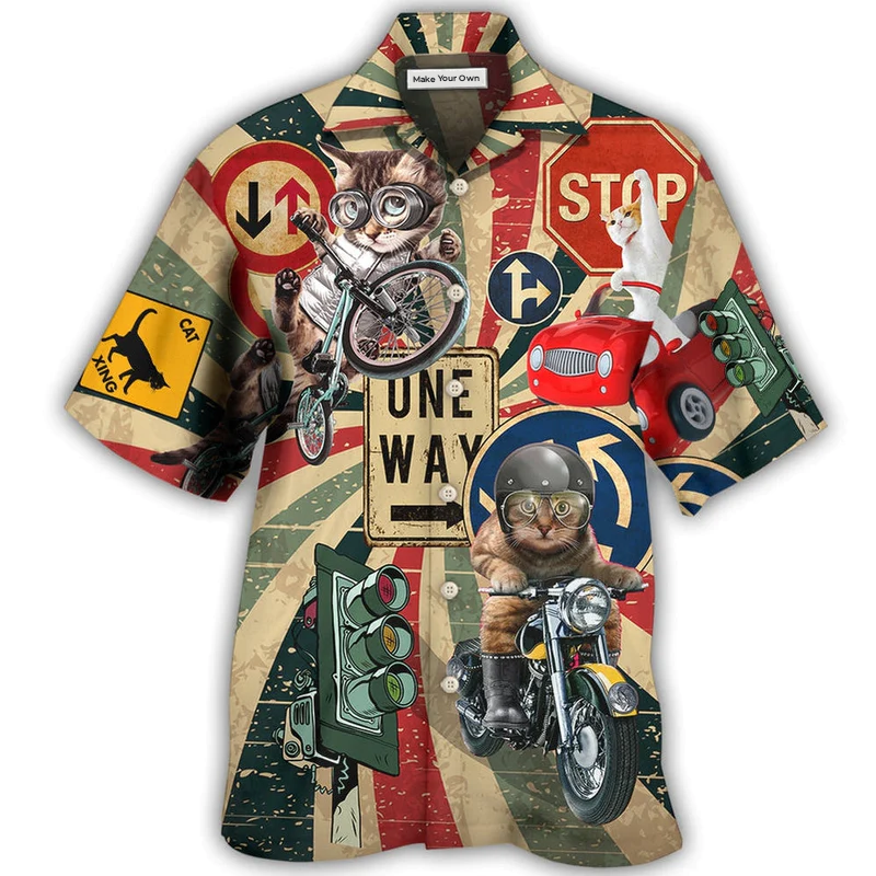 Cat On My Way Funny - Hawaiian Shirt