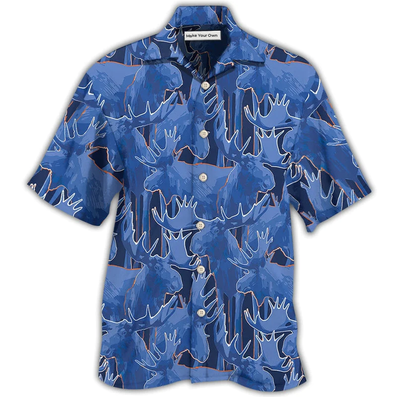Moose Blue Beautiful Moose - Hawaiian Shirt