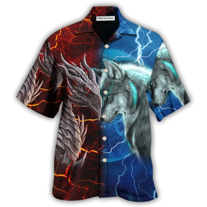 Dragon And Wolf Let's Fight - Hawaiian Shirt