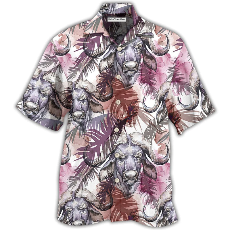 Buffalo Behind Tropical Leaf - Hawaiian Shirt