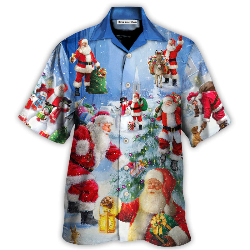 Christmas Santa Claus Is Coming Story Night Art Style - Hawaiian Shirt
