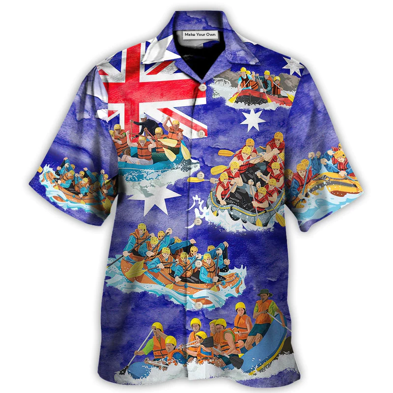 Water Rafting River Rafting Team Funny Lover Australia Flag Vintage Art Style - Hawaiian Shirt