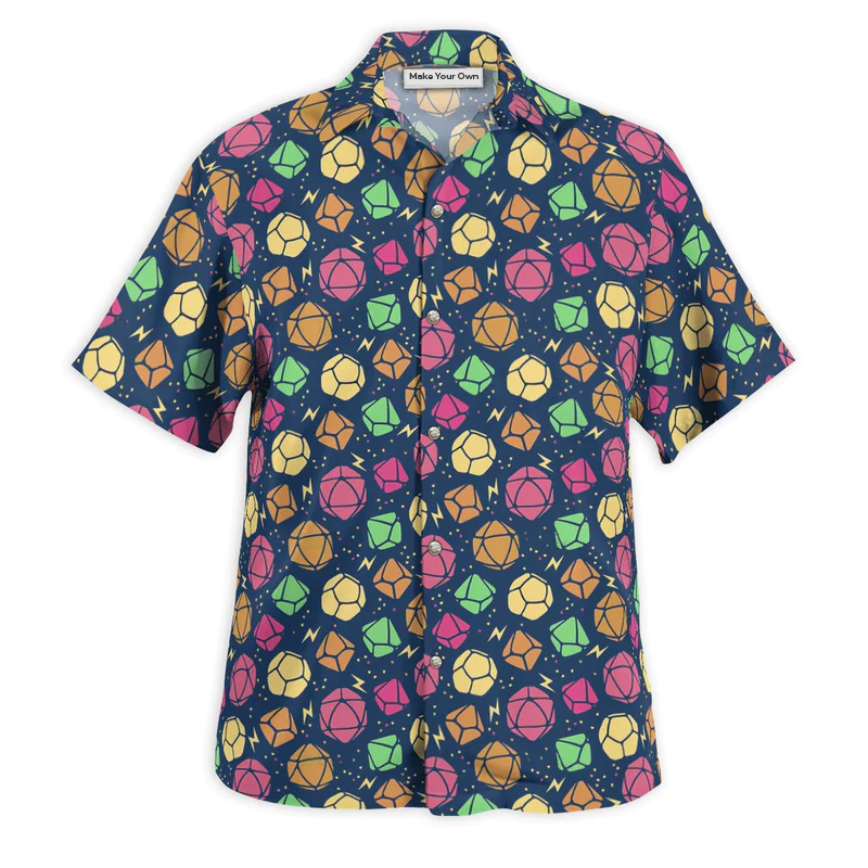 DnD Geeky Dice Thunder Pattern - Hawaiian Shirt