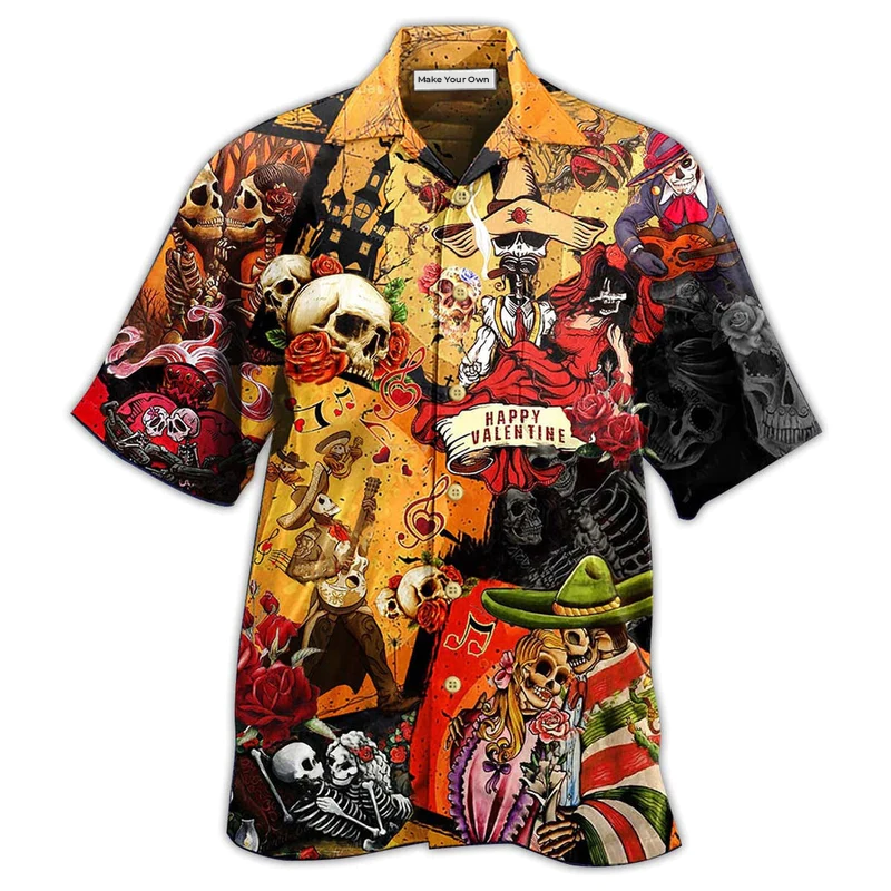 Skull Happy Valentine's Day - Hawaiian Shirt