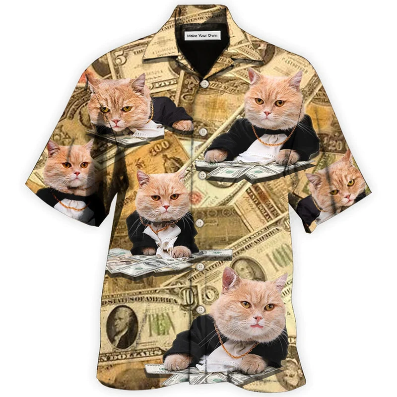 Cat Money Vintage Style - Hawaiian Shirt