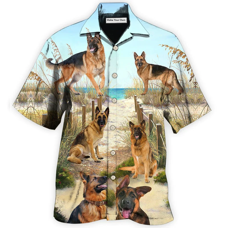 German Shepherd Best Friends For Life In Sand - Hawaiian Shirt