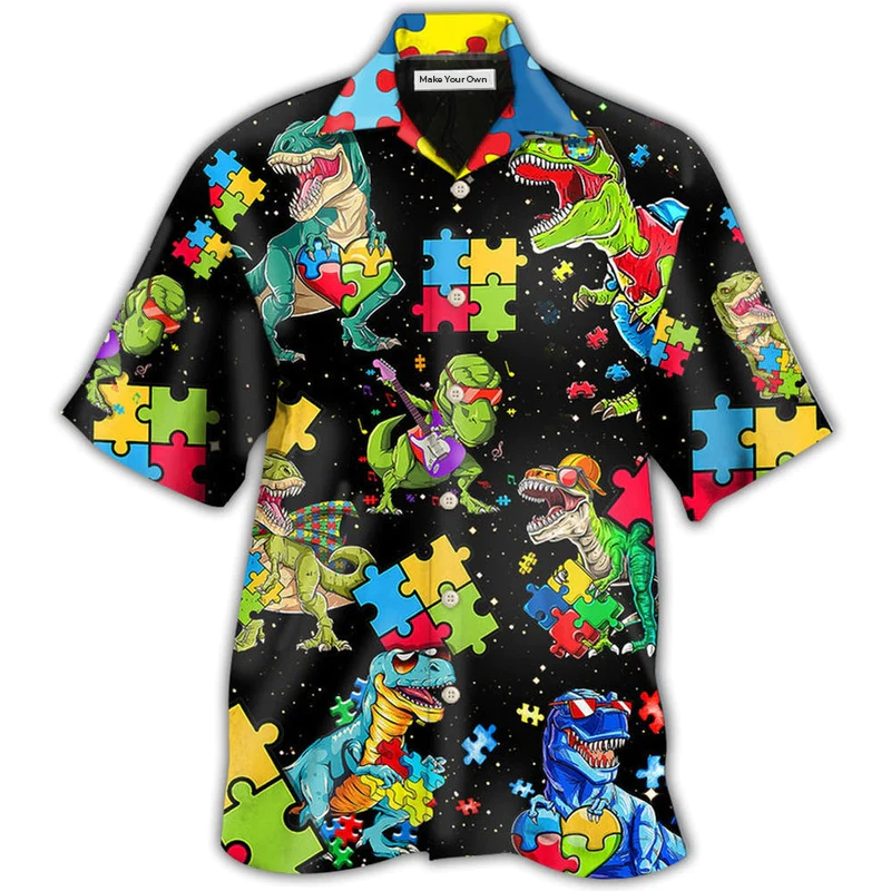 Autism Dinosaur Black - Hawaiian Shirt