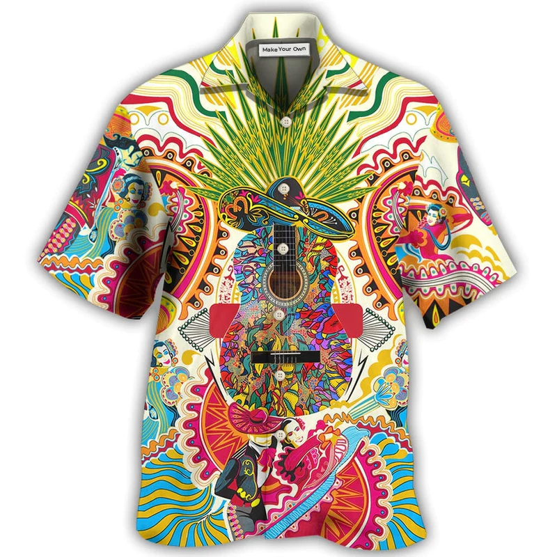 Hippie Peace Life Love Guitar - Hawaiian Shirt