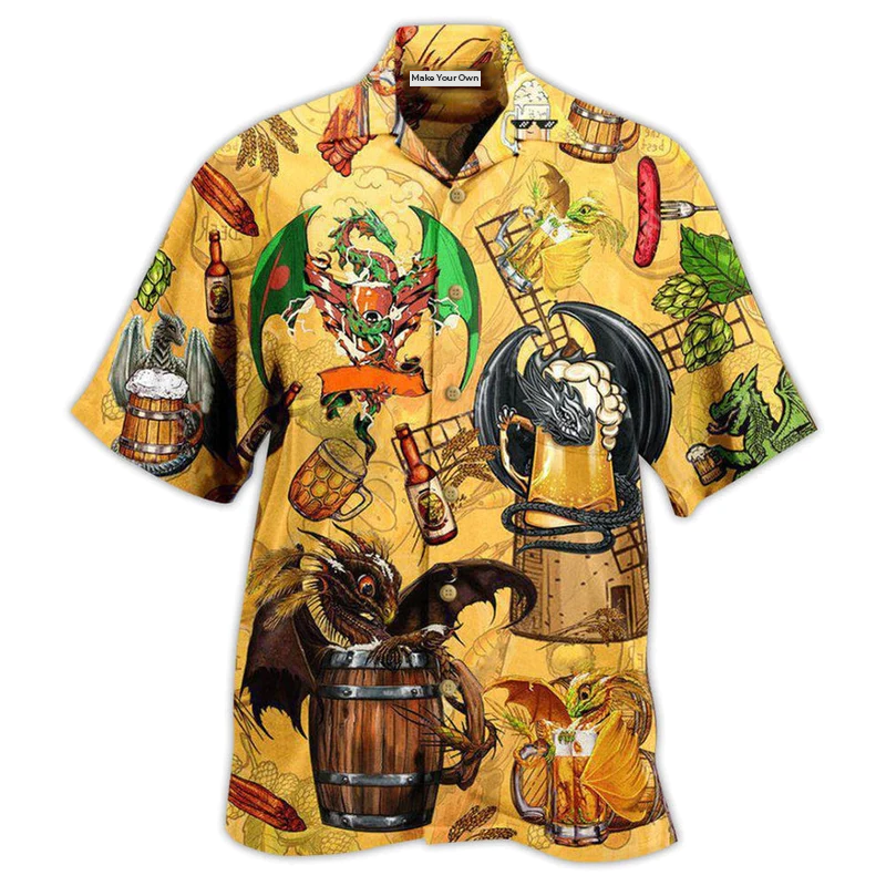 Beer Dragon Drunkgon Loves Beer - Hawaiian Shirt