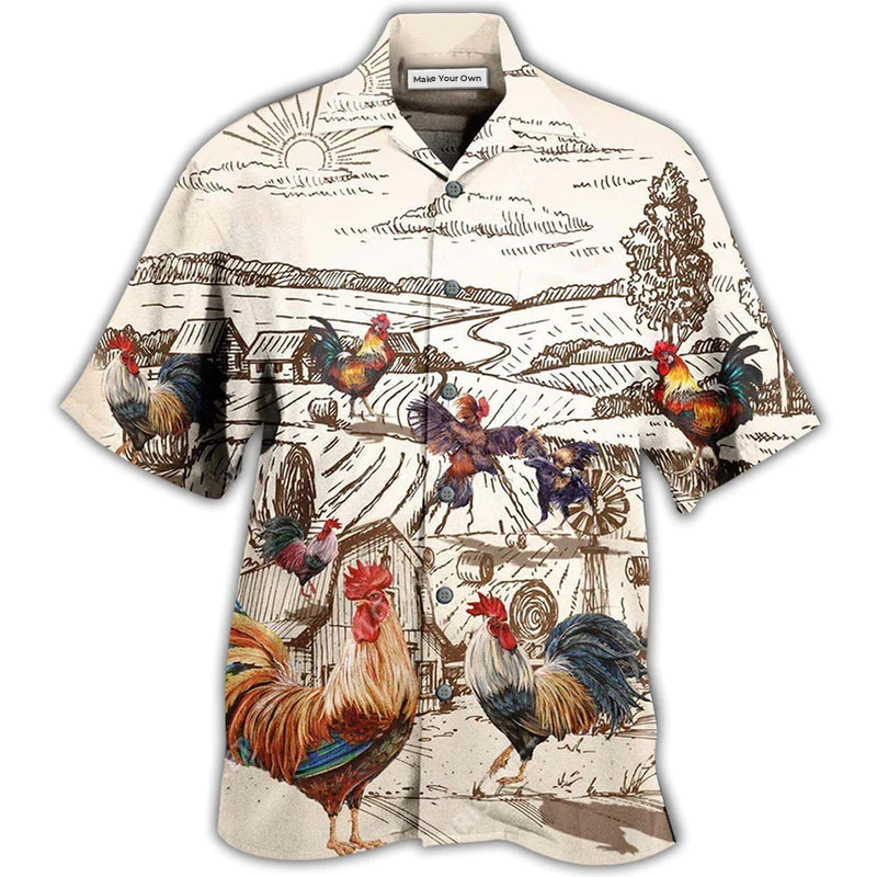 Chicken Awesome Farmer Roosters - Hawaiian Shirt