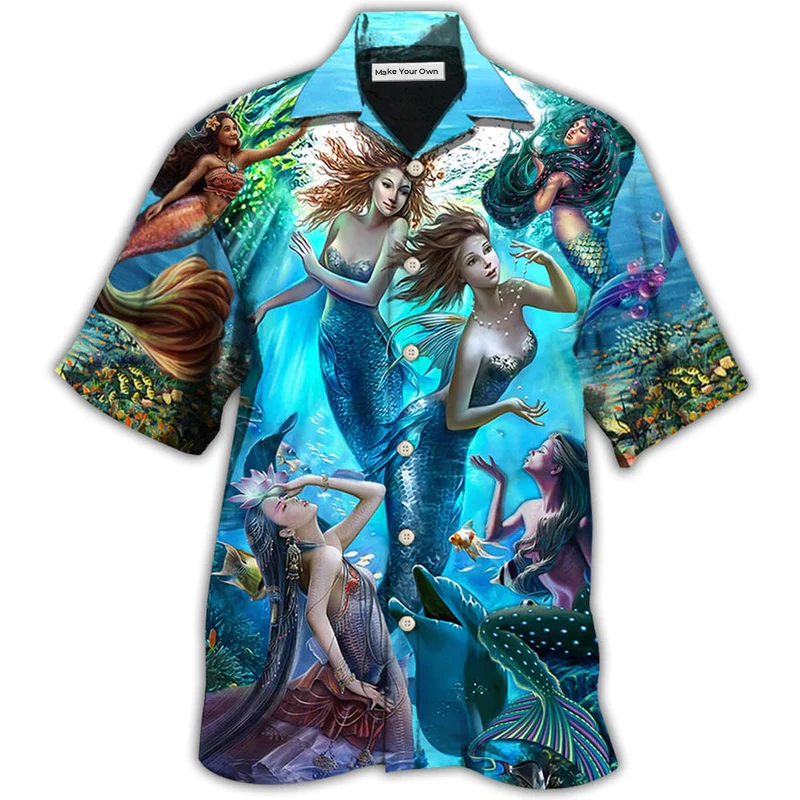 Mermaid Dolphin Fresh Blue Ocean - Hawaiian Shirt