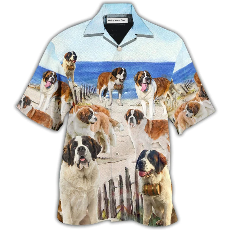 Saint Bernard Dog Funny Beach Style - Hawaiian Shirt