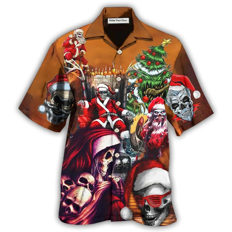 Skull Santa Claus Christmas Lovely - Hawaiian Shirt