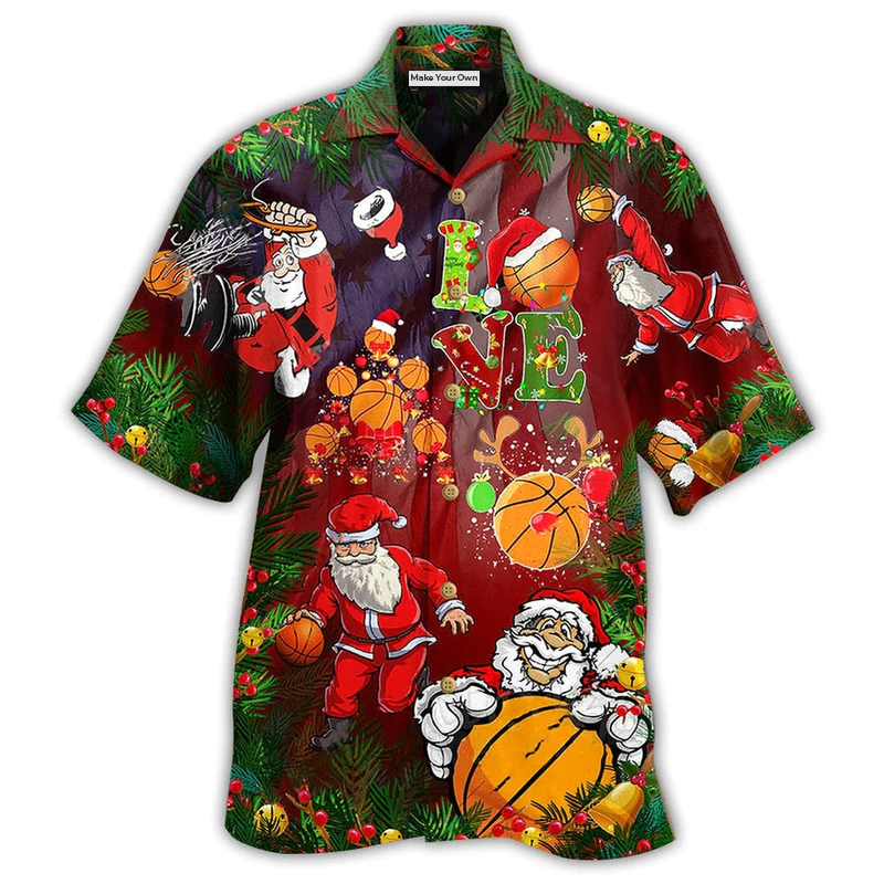Basketball Santa Love Basketball - Hawaiian Shirt