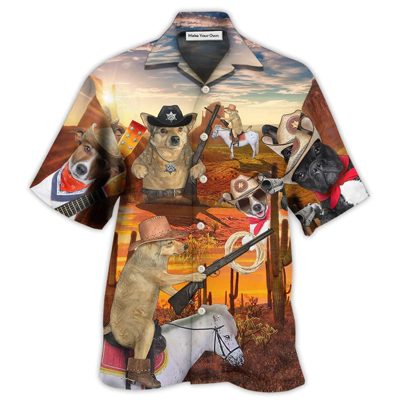 Cowboy Dog Love Life Funny - Hawaiian Shirt