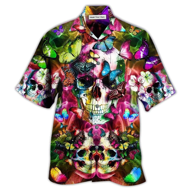 Skull Love Life Cool Floral - Hawaiian Shirt