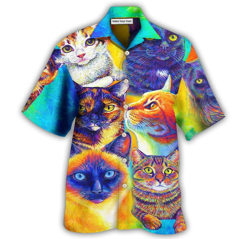 Cat Love Life Colorful Style - Hawaiian Shirt