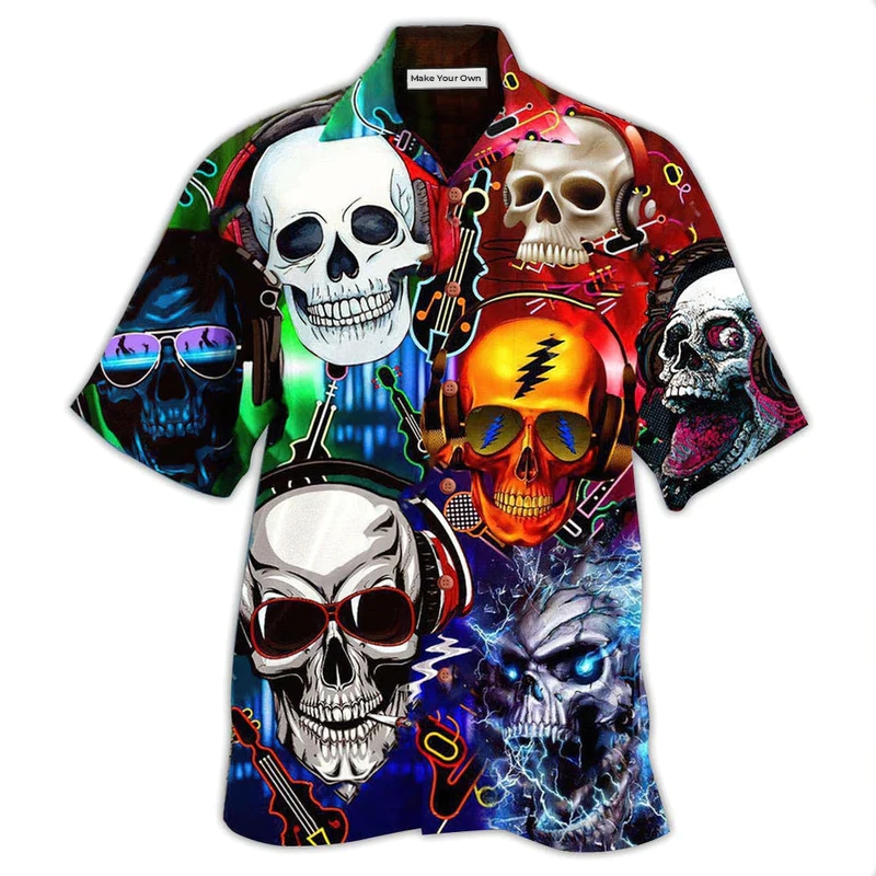 Skull Guitar Lets Get High - Hawaiian Shirt